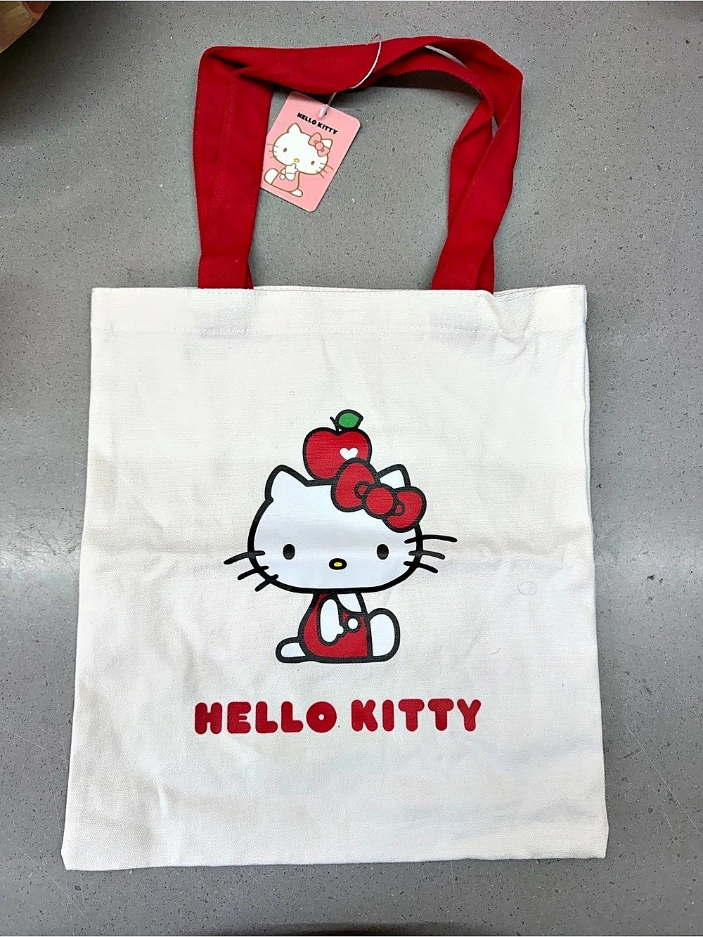 Sanrio Hello Kitty Apple Canvas Tote Bag Apple Canvas Tote in White & Red
